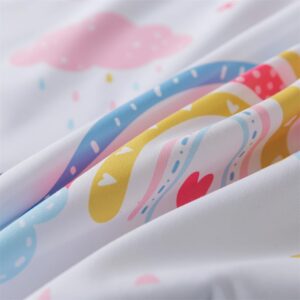 qjmiaofang Rainbow Sheets for Girls Twin Size Rainbow Bed Sheets 3Pieces Cartoon Rainbow Flat Sheet Little Rainbow Fitted Sheet with Clouds Rainbow Bedding 1 Flat Sheet 1 Fitted Sheet 1 Pillowcase