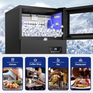 Upgraded Commercial Ice Maker Machine 130 LBS/24H, 15" Wide Under Counter Ice Maker with 35LBS Ice Capacity, Built-in or Freestanding Large Ice Machine Self Clean for Restaurant Home Bar Outdoor