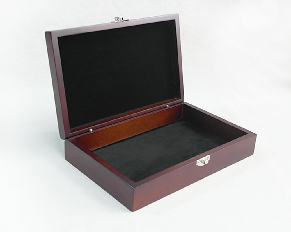 Lutong Wooden Storage Box with Hinged Lid and Front Clasp for Craft Gifts storage box - 9.85" x 6.30" x 2.25"