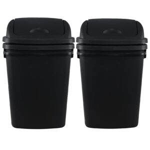 EudokkyNA 4 Pack 40 Liter Swing Lid Kitchen Garbage Can, Plastic Trash Can with Lid, Black