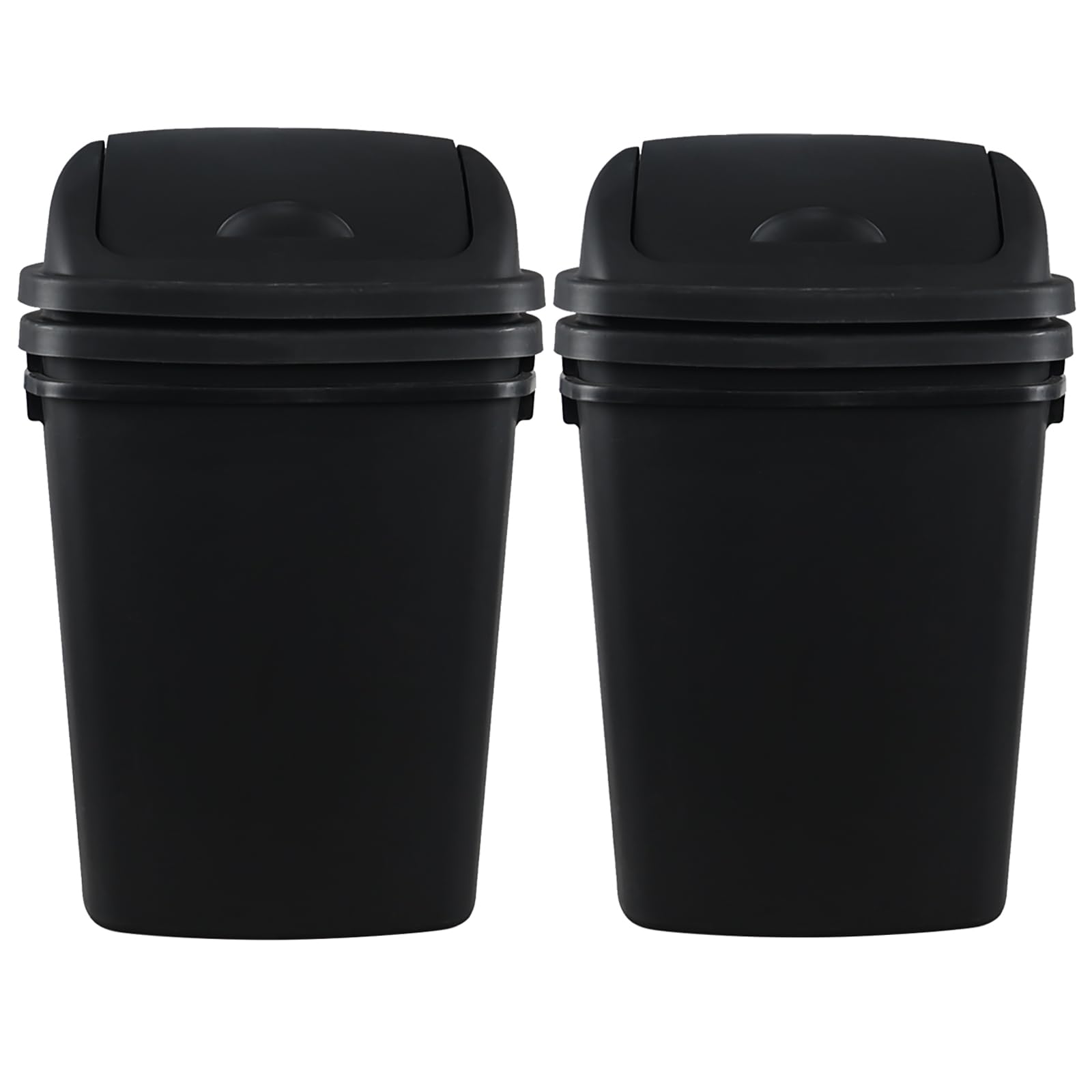 EudokkyNA 4 Pack 40 Liter Swing Lid Kitchen Garbage Can, Plastic Trash Can with Lid, Black