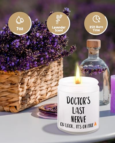 Thank You Doctor Gifts for Women Men, Doctor Appreciation Gifts, Funny Gifts for Doctor Retirement Birthday, Handmade Lavender Natural Soy Wax Candle Gifts for Doctor (7oz)