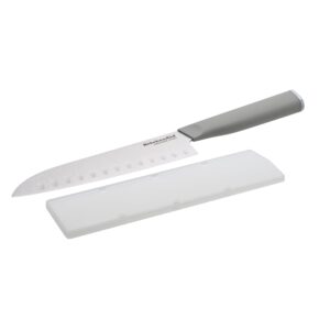 KitchenAid Classic Santoku Custom-Fit Cover, Sharp Kitchen Knife, High-Carbon Japanese Stainless Steel Blade, 7 Inch, Gray