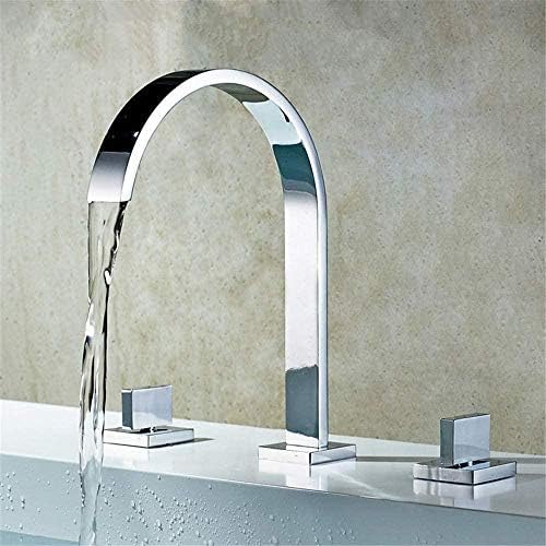 Kitchen Taps Kitchen Faucet Bathtub Faucet Brass Polished Chrome Deck Mounted Square Bathroom Sink Faucet 3-Hole Double Handle Hot And Cold Water Faucet