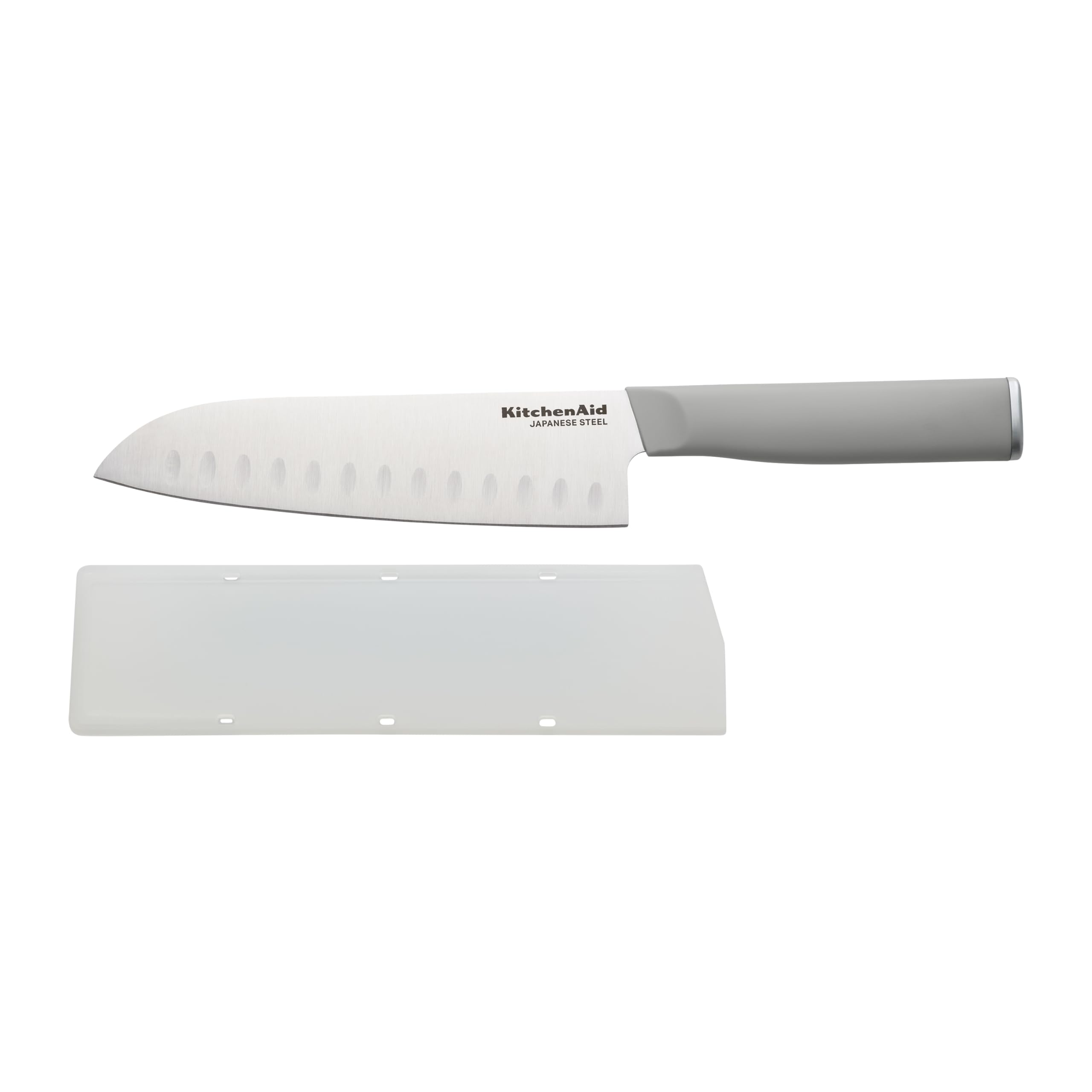 KitchenAid Classic Santoku Custom-Fit Cover, Sharp Kitchen Knife, High-Carbon Japanese Stainless Steel Blade, 7 Inch, Gray