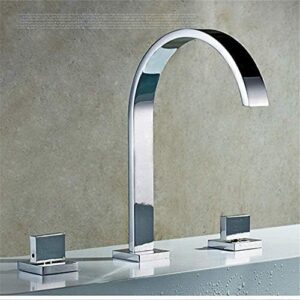 Kitchen Taps Kitchen Faucet Bathtub Faucet Brass Polished Chrome Deck Mounted Square Bathroom Sink Faucet 3-Hole Double Handle Hot And Cold Water Faucet