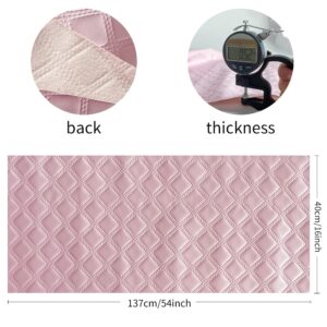 ONEART | Solid Plaid Embossed Faux Leather Fabric, 16"×54" Soft Durable Synthetic Pleather for Wallets Handbag Sewing Projects-Pink