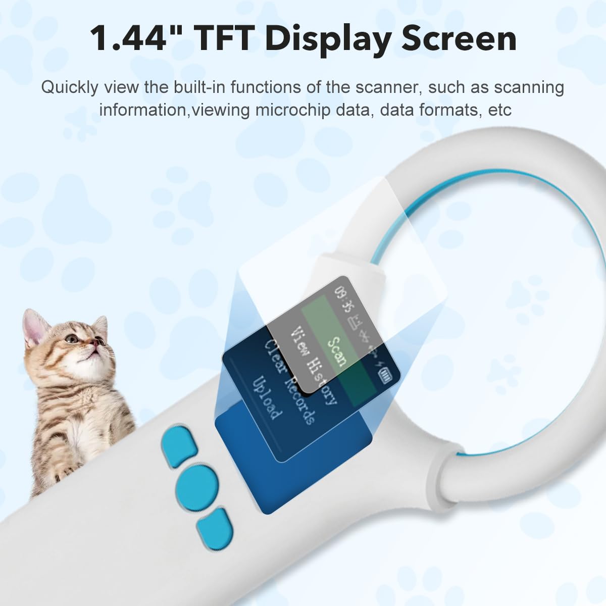 AHANIN Microchip Scanner RFID 134.2KHz/125KHz Animal Chip ID Reader EMID FDX-B(ISO11784/11785) 500 Data Storage Type-C Cable Uploading to PC