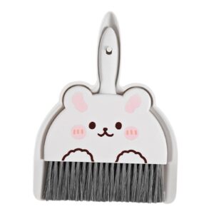 ieudns mini dustpan and brush set small broom and dustpan set portable dustpan and brush set for desktop computers kitchen office, white bunny