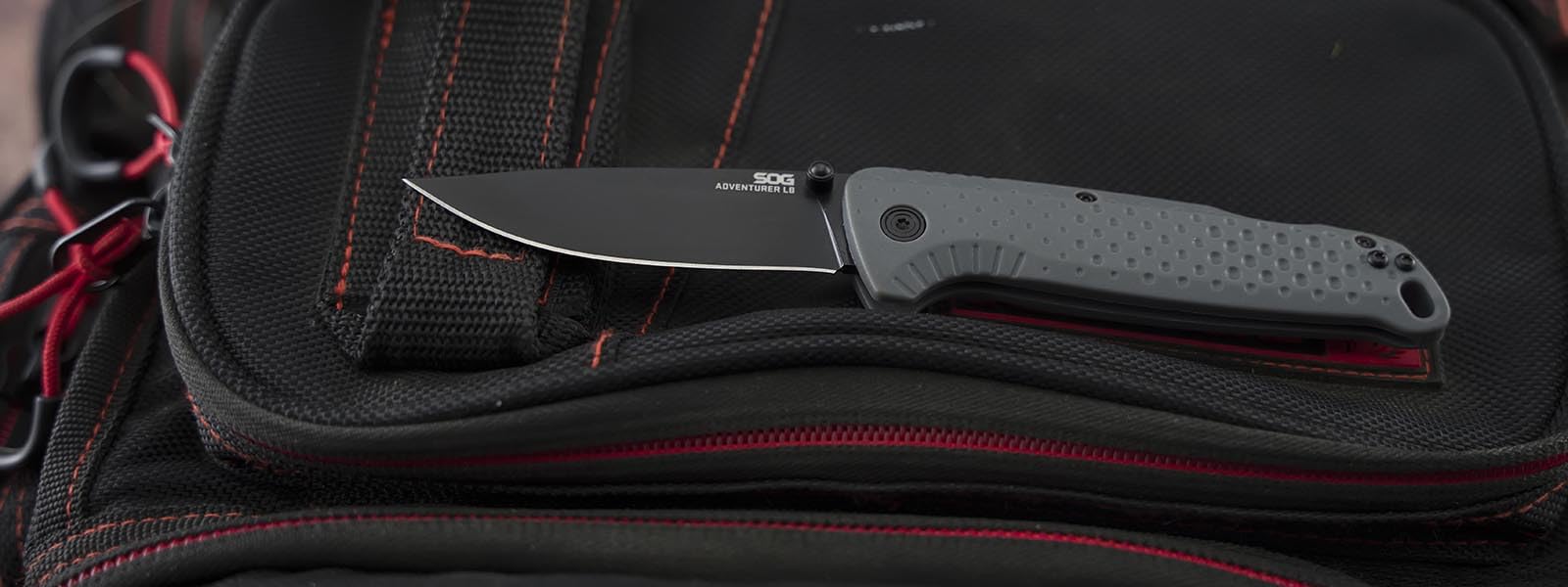 SOG ADVENTURER LB/3.5" BLADE/5CR15MOV/GRAY + BLK/BLISTER PACK