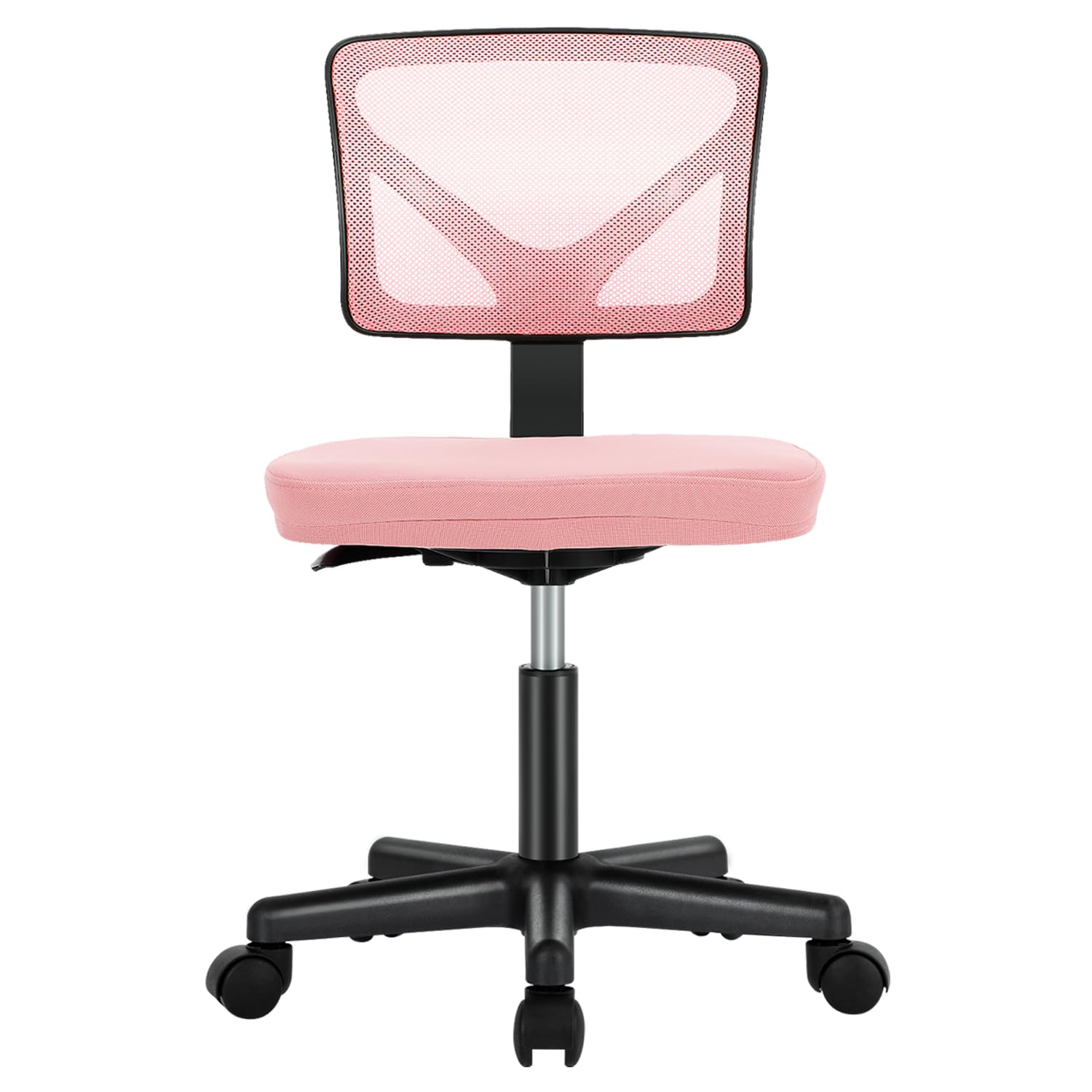 Sweetcrispy Office Computer Desk Chair, Ergonomic Low-Back Mesh Rolling Work Swivel Chairs with Wheels, Armless Comfortable Seat Lumbar Support for Home,Bedroom,Study,Student,Adults, Pink