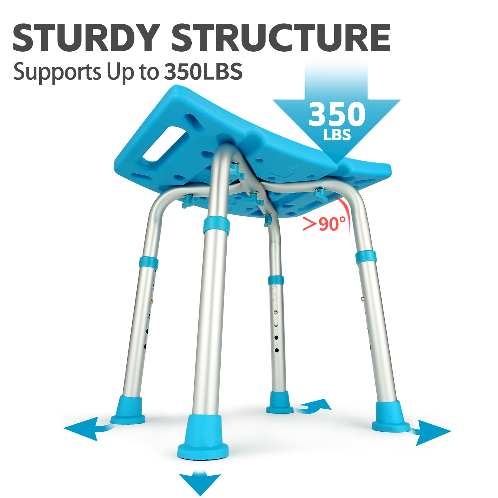 Gillion Shower Chair for Inside Shower 350Lbs, 𝐅𝐫𝐞𝐞 𝐒𝐡𝐨𝐰𝐞𝐫 𝐒𝐜𝐫𝐮𝐛𝐛𝐞𝐫 𝐁𝐮𝐧𝐝𝐥𝐞𝐬, Shower Stool with Tool-Free Assembly Shower Seat for Bathtub Bath Chairs for Elderly and Disabled