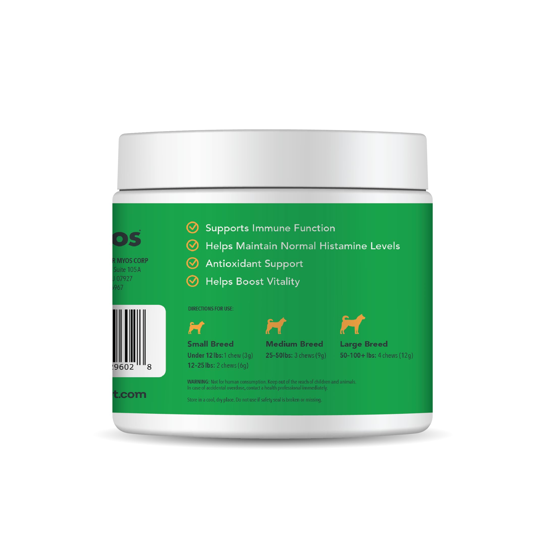 MYOS Immunity Chew for Dogs - Immune System Support, Antioxidants, Helps Cellular Health & Vitality- with Colostrum, Resveratrol, Astragalus Root, and Medicinal Mushrooms- Daily Chewable Supplement