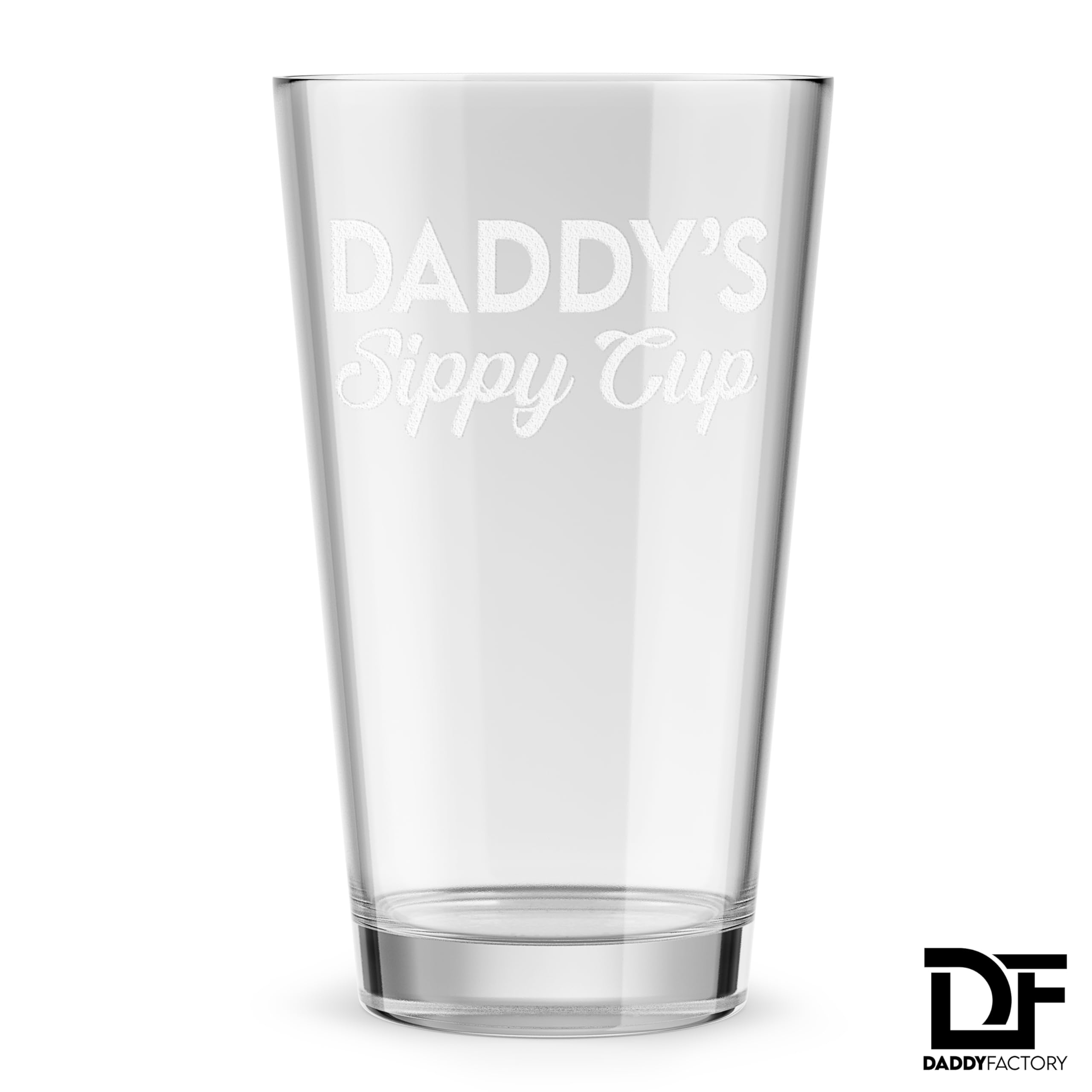 DADDY FACTORY Gifts For Dad Men Father's Day Beer Glass Cup - Funny Gift For New Dad, Expecting Father - 16 oz Laser Engraved Drinking Pint Glass Gift For Daddy, Made In USA