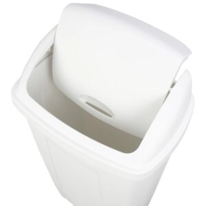 CJLXL 13 Gallon Trash Can, Plastic Swing Top Kitchen Garbage Trash Can (White)