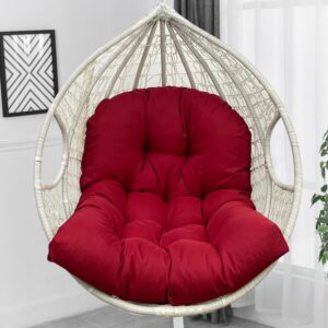 DISXENT Waterproof Hanging Egg Chair Cushion Outdor/Indoor,35''×47'' UV-Resistant Thickened Basket Swing Chair Cushion,Soft Egg Seat Pads for Garden Patio Furniture (burgundy)