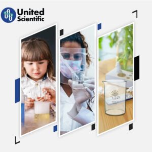 United Scientific™ 1000mL (1L) Beaker, Low Form Griffin, Boro. 3.3 Glass, Double Scale, Graduated