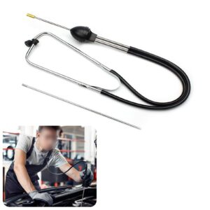 jokormo 1 pc car engine stethoscope tool, vehicle noise diagnostic device, universal waterproof durable metal automotive mechanics cylinder stethoscope replacement for truck suv car (black & silver)