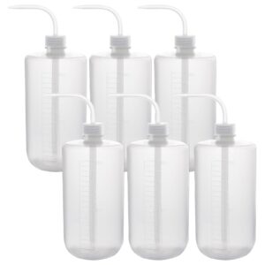 lainballow 6 pcs 1000 ml/34 oz plastic wash bottles, squeeze tattoo wash bottles, safety lab squeeze bottle,squirt bottle with narrow mouth for chemistry industry lab gardening tattoo washing watering