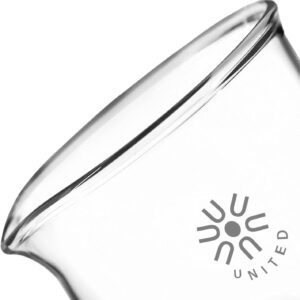 United Scientific™ 1000mL (1L) Beaker, Low Form Griffin, Boro. 3.3 Glass, Double Scale, Graduated