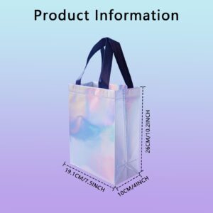 Abvsdu 12PCS Iridescent Gift Bags, 8x4x10 Inch Reusable Holographic Gift Bag with Handle - Perfect for Gift Bags, Birthday Gift Bags, Party Gift Bags