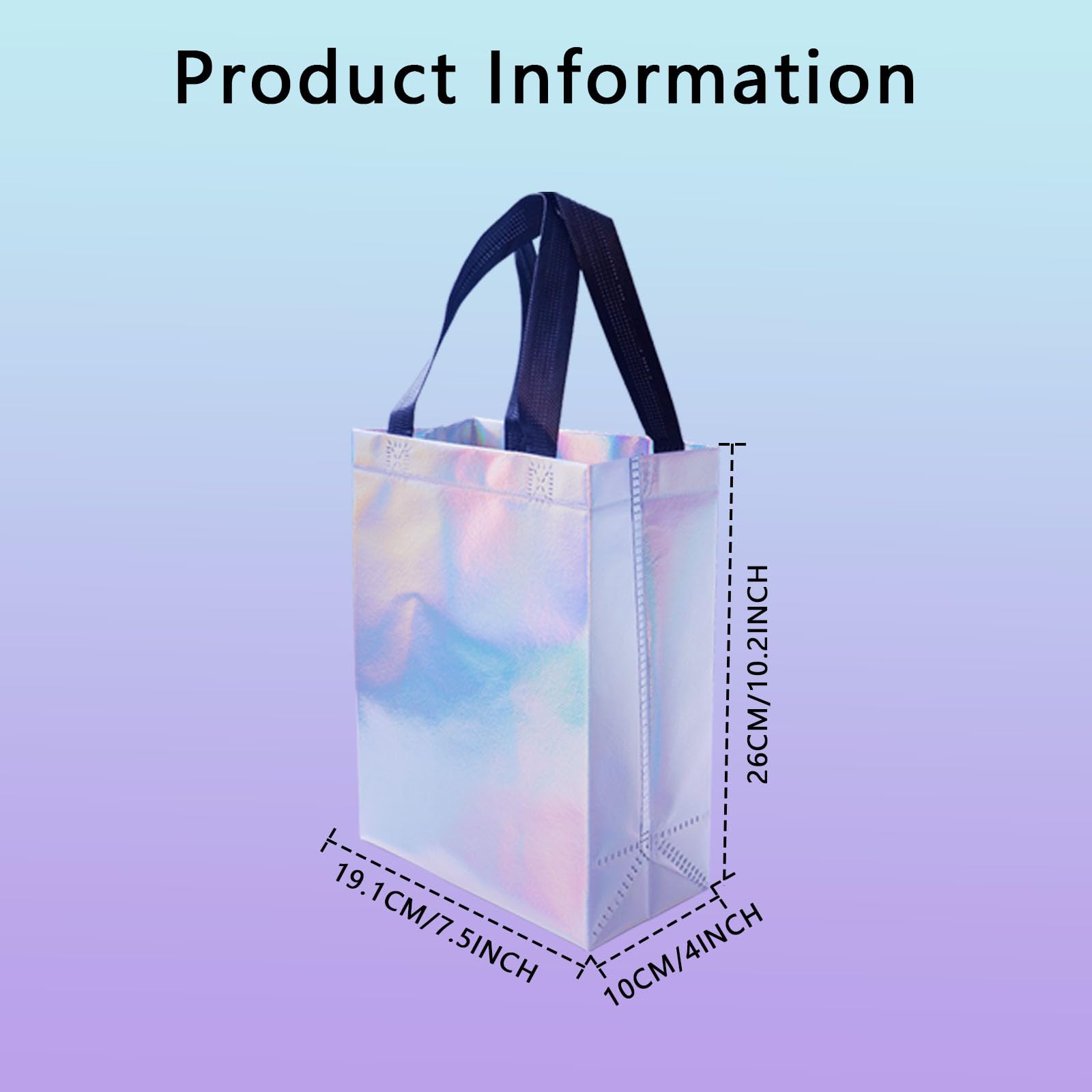 Abvsdu 12PCS Iridescent Gift Bags, 8x4x10 Inch Reusable Holographic Gift Bag with Handle - Perfect for Gift Bags, Birthday Gift Bags, Party Gift Bags