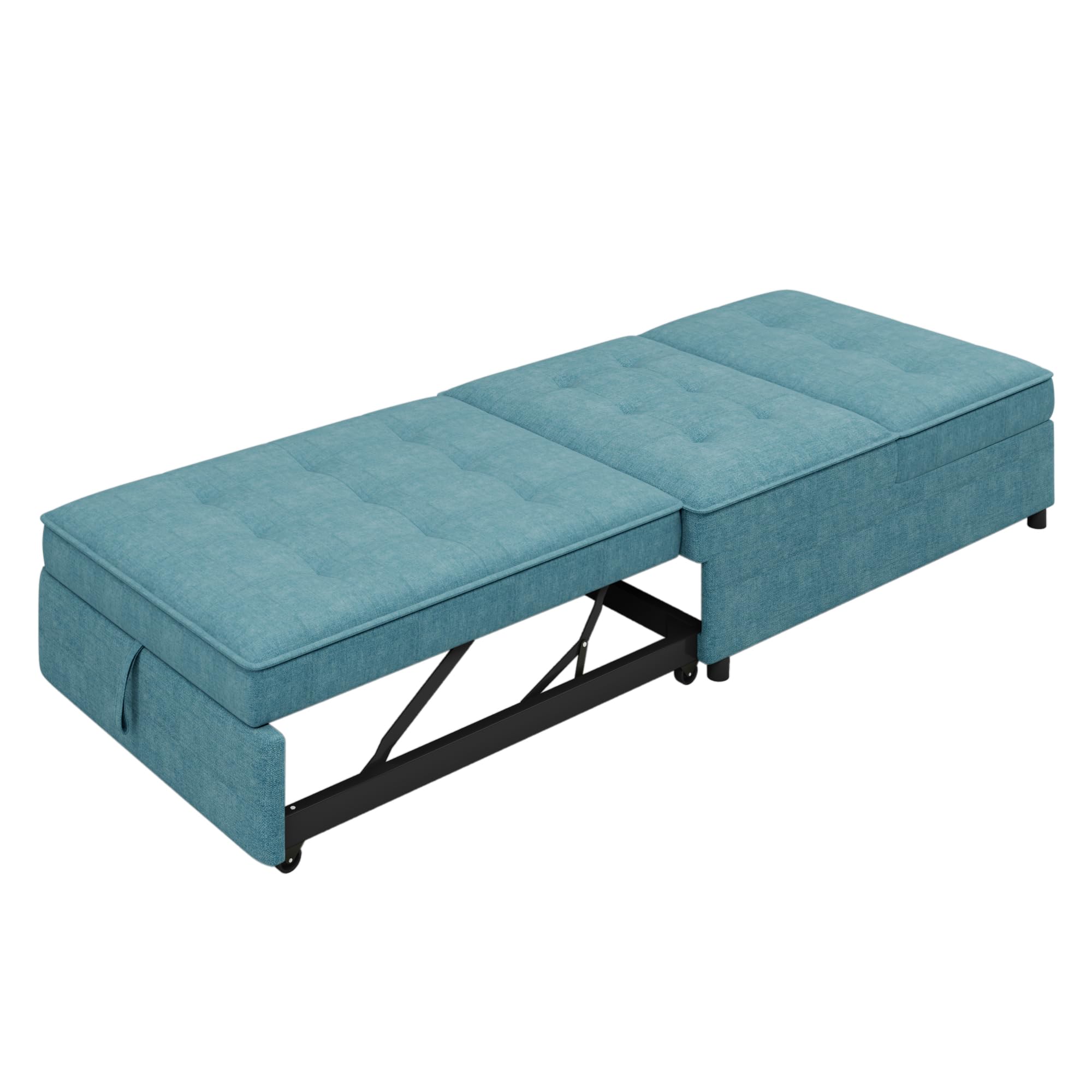 NicBex Pull-Out Sofa Practical Sofa Bed with Storage Folding Chair Bed Convertible Chair to Bed with Storage Pocket and USB Port for Small Room Apartment, Living Room, Teal