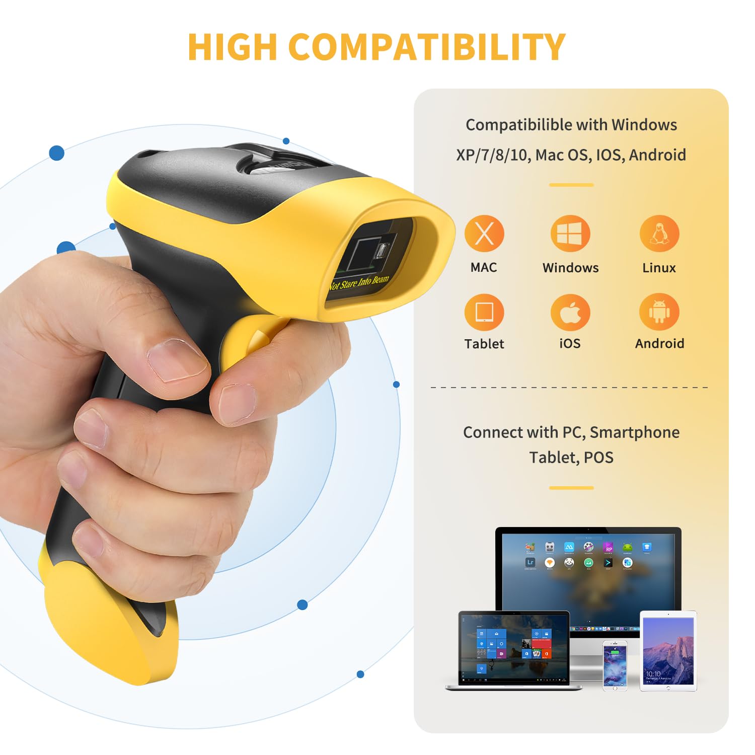 NetumScan Bluetooth QR Barcode Scanner, 3 in 1 Automatic Wireless 1D 2D Barcode Reader USB Image Code Scanner for Store, Warehouse POS, Computer, Tablet, iPad, iPhone, Android