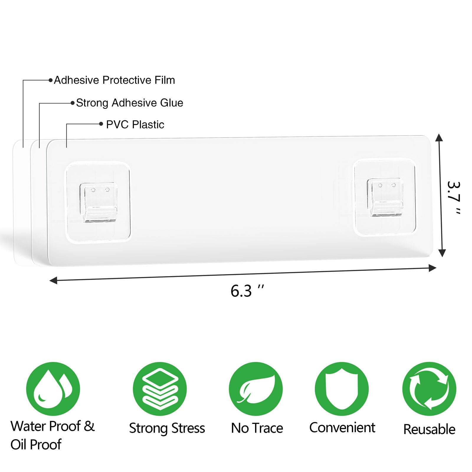 Wall Mount Replacement Transparent Hooks, Water and Oil Resistant, Not Easy to Fall Off, Suitable for Kitchen Sink Racks and Bathroom Soap Racks, No Drilling Required (Pack of 2)