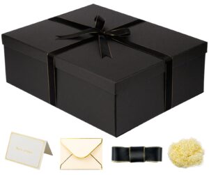 yinuoyoujia large gift box 16.5x13x5.5 inch,black boxes for presents,present box,birthday box,packaging box for valentine's day,mother's day,christmas,anniversarie.