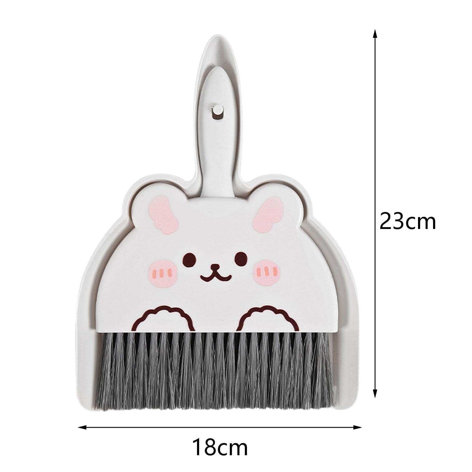 IEUDNS Mini Dustpan and Brush Set Small Broom and Dustpan Set Portable Dustpan and Brush Set for Desktop Computers Kitchen Office, White Bunny