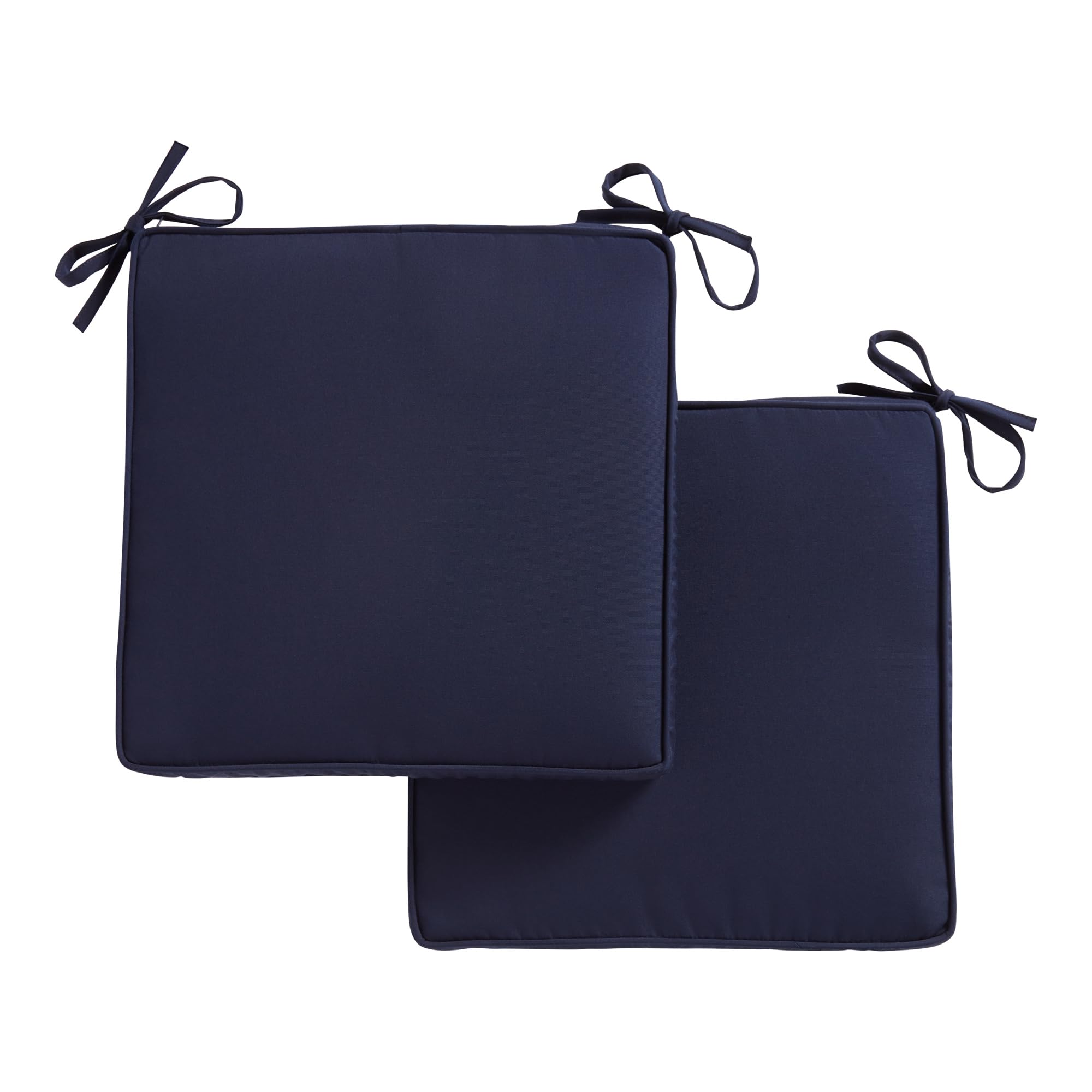 Greendale Home Fashions Sunbrella Outdoor 17" Square Corded Chair Pad, Navy 2 Count