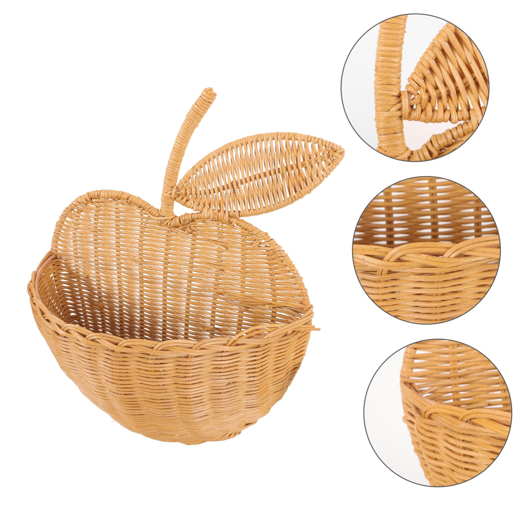 MAGICLULU Rattan Hanging Basket Rattan Storage Basket Woven Wall Hanging Basket Hand Woven Basket Rattan Wall Hanging Basket Apples Rattan Basket Hand Woven Hanging Basket