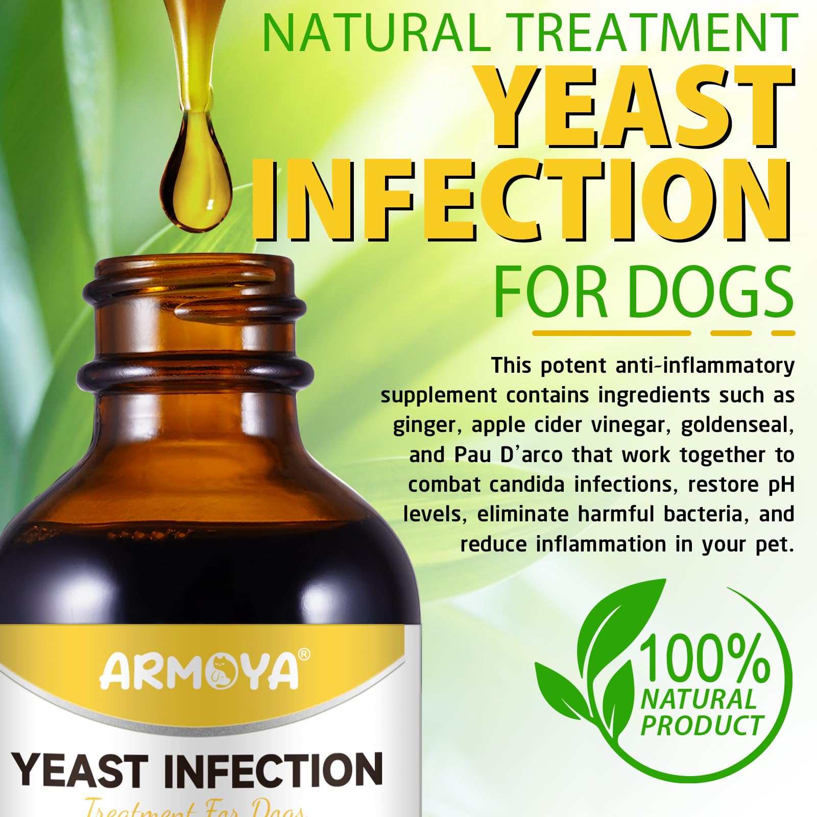 Natural Yeast Infection Treatment for Dogs - Helps to Support Itch Relief - Inflammation Relief & More - Dog Yeast Infection Treatment - Dog Ear Infection Treatment - Dog Allergy | 2 Oz