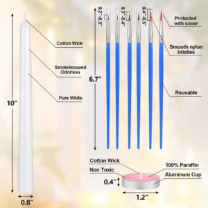 MTLEE 78 Pcs DIY Candle Painting Kit Include 12 White Taper Candles 60 Colored Tealight Candles 6 Paint Brushes for Candles Crafts Birthday Wedding Party Favors (Multi Color)