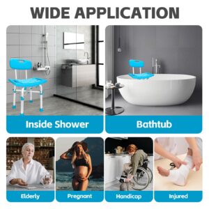 Gillion Heavy Duty Shower Chair with Back 500Lbs, 𝐅𝐫𝐞𝐞 𝐒𝐡𝐨𝐰𝐞𝐫 𝐒𝐜𝐫𝐮𝐛𝐛𝐞𝐫 𝐁𝐮𝐧𝐝𝐥𝐞𝐬, Tool-Free Bathtub Stool Shower Bench Seat with EVA Pad for Elderly Senior Handicap Disabled