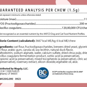 Wagsly PRO – Daily Probiotic for Dogs Digestive Health - Bacillus Coagulans, Digestive Enzymes, Immune Support, Diarrhea & Bowel Relief, Natural Duck Flavor - 90 Count - Dog Gut Health Supplement