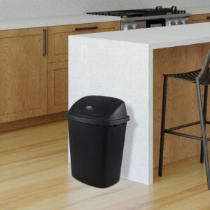 EudokkyNA 4 Pack 40 Liter Swing Lid Kitchen Garbage Can, Plastic Trash Can with Lid, Black