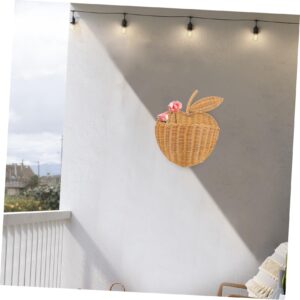 MAGICLULU Rattan Hanging Basket Rattan Storage Basket Woven Wall Hanging Basket Hand Woven Basket Rattan Wall Hanging Basket Apples Rattan Basket Hand Woven Hanging Basket