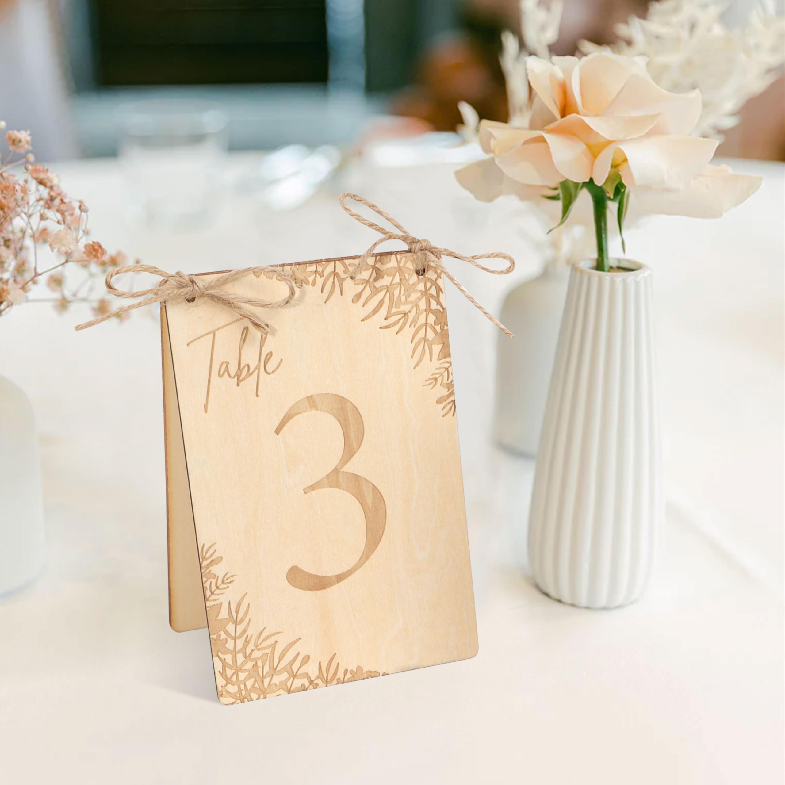 10 Pieces Rustic Wooden Table Numbers - 1-10 Wedding Table Decorations,Wooden Sign for Banquet Restaurant Party Decor,Wedding Reception Anniversary Baby Bridal Shower, Floral Theme Receptions