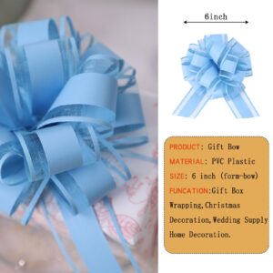 FORBINBO 6Pcs 6inch Pull Bow Gift Wrapping,Pull Bow For Gift Basket, Gift Bag Box Wrapping Decor, Valentines Day, Birthday, Anniversary, Wedding, Flower Packaging (Baby Blue)