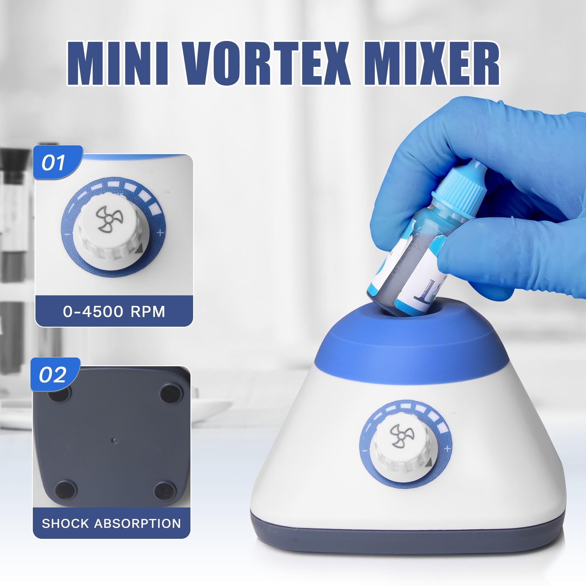 Cekegon 0-4500rpm Mini Vortex Mixer, Vortex Paint Mixer with Touch Function, 21mm Orbital Diameter Lab Vortex Shakers for Tubes, Miniature Paint, Nail Polish, Mix Up to 50ML