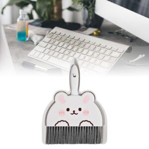 IEUDNS Mini Dustpan and Brush Set Small Broom and Dustpan Set Portable Dustpan and Brush Set for Desktop Computers Kitchen Office, White Bunny