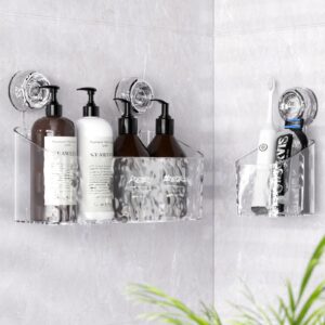 katikaddy suction cup shower caddy 2-pack set, no-drilling new home decor essentials, large&small shower organizer shelf, rustproof sturdy accessories storage rack, for apartment wall bathroom dorm rv