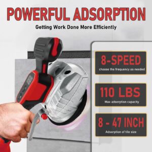 Tile Vibration Tool for for Milwaukee 18V Battery, CordlessTile Vibration Leveling Machine with 8 Speed, 5'' Suction Cup, Digital Display, Tile Vibrator for Floor Tile Wall (Battery Not Included)