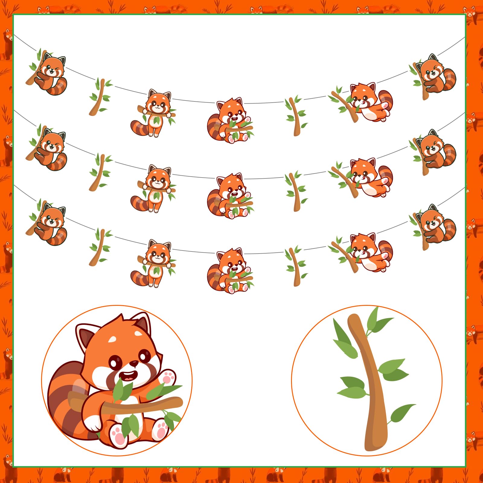 Sursurprise Red Panda Party Decorations, 3PCS Red Panda Banners, Red Panda Birthday Baby Shower Decorations Party Supplies