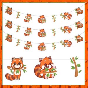 Sursurprise Red Panda Party Decorations, 3PCS Red Panda Banners, Red Panda Birthday Baby Shower Decorations Party Supplies