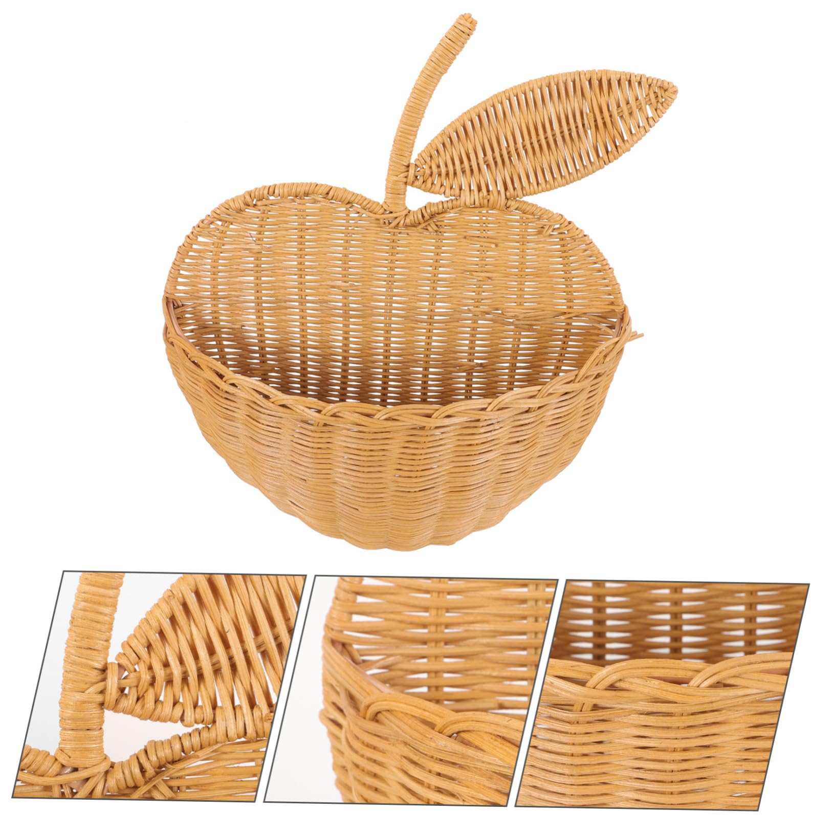 MAGICLULU Rattan Hanging Basket Rattan Storage Basket Woven Wall Hanging Basket Hand Woven Basket Rattan Wall Hanging Basket Apples Rattan Basket Hand Woven Hanging Basket