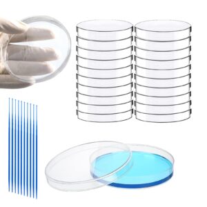 estresen 30 pcs 90mm plastic petri dish with lids, sterile with 10pcs 10ul inoculation loops