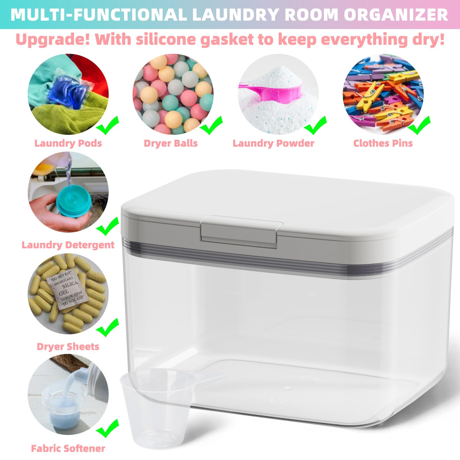 LFZHAN Laundry Pods Container,94Oz / 5.8Lb One-Click Pop-Up Design Laundry Room Storage For Detergent Pods, Great For Dishwasher Pods